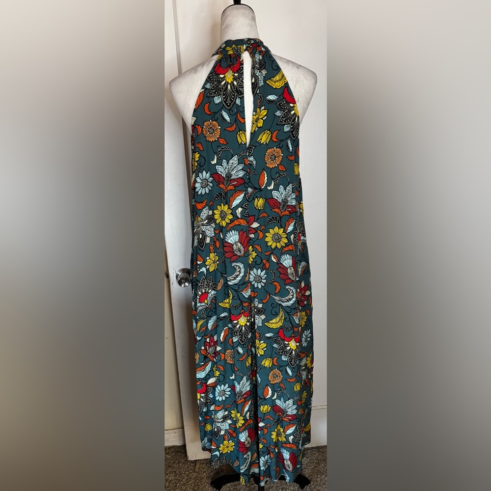 Anthropologie Geneva Halter Wide Leg Floral Jumpsuit Romper Keyhole Feminine - Picture 12 of 14